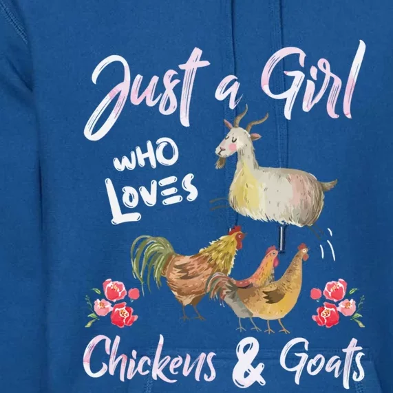 Just A Who Loves Gift Chickens Goats Gift Animal Farm Farmer Gift Premium Hoodie