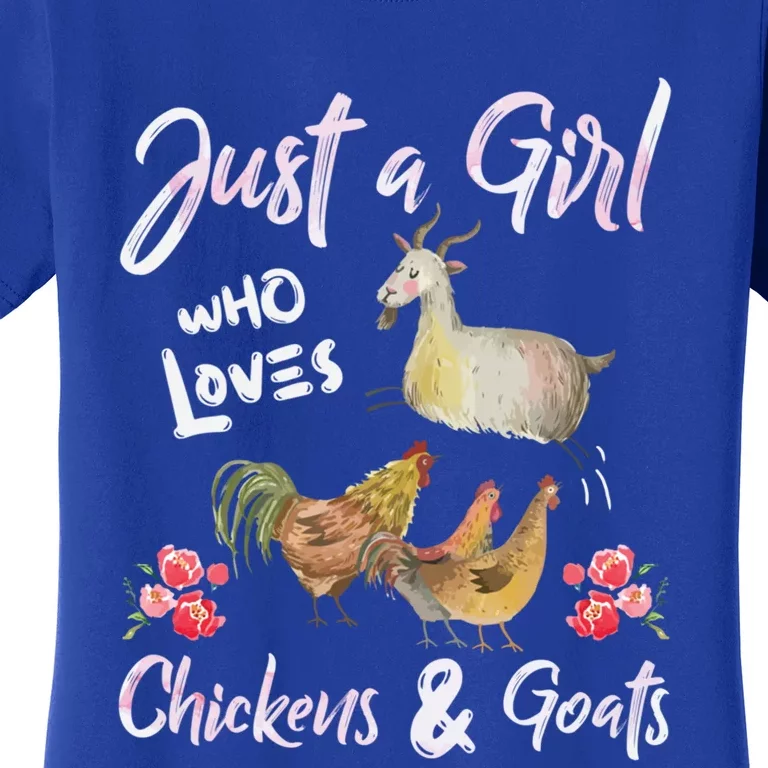 Just A Who Loves Gift Chickens Goats Gift Animal Farm Farmer Gift Women's T-Shirt