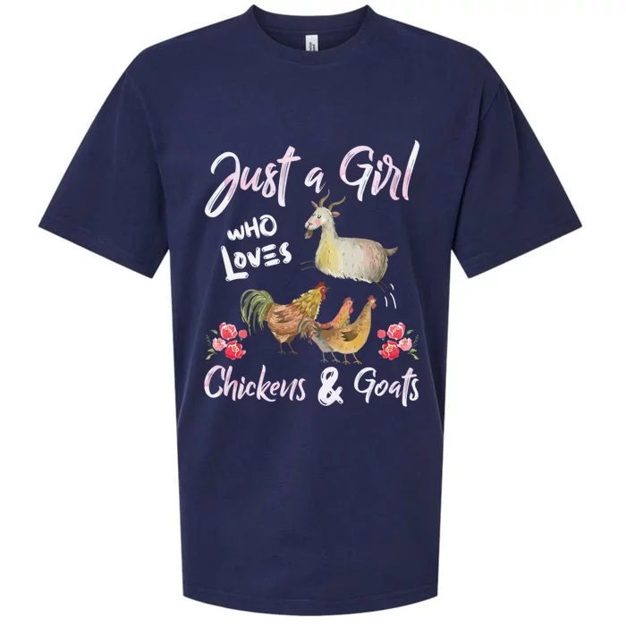 Just A Who Loves Gift Chickens Goats Gift Animal Farm Farmer Gift Sueded Cloud Jersey T-Shirt