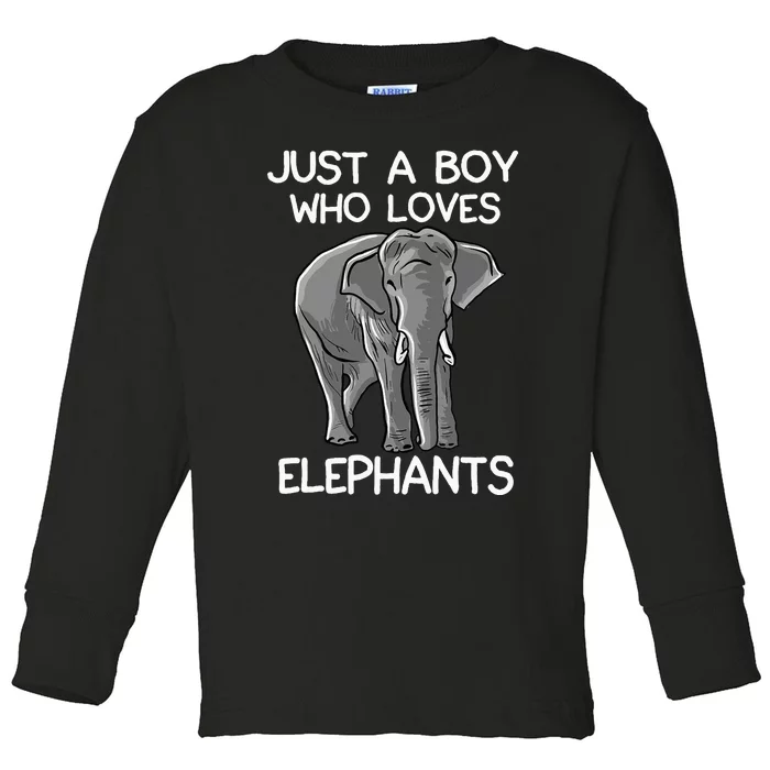 Just A Who Loves Elephants Funny Elephant Lover Toddler Long Sleeve Shirt