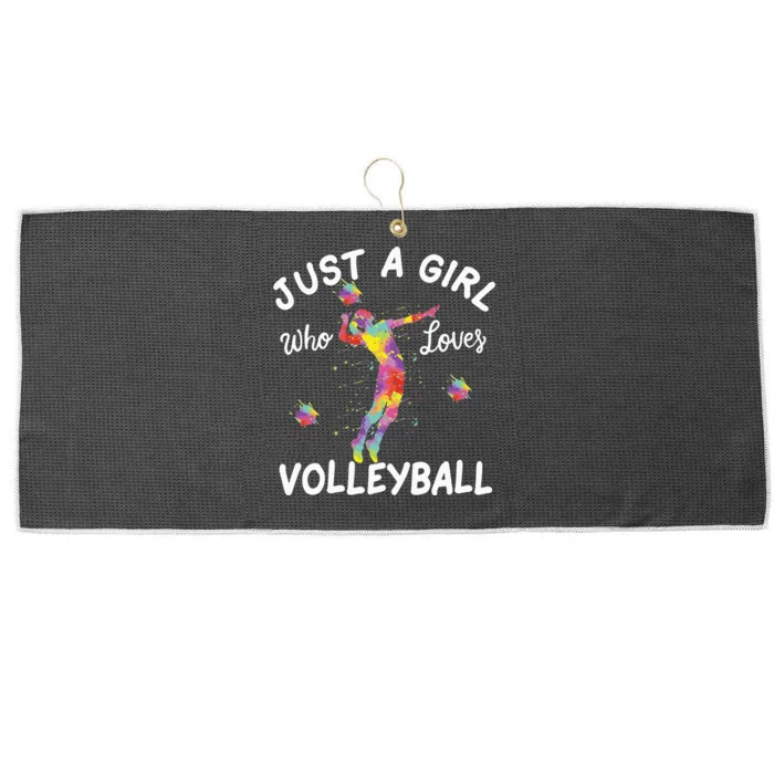 Just A  Who Loves Volleyball Large Microfiber Waffle Golf Towel