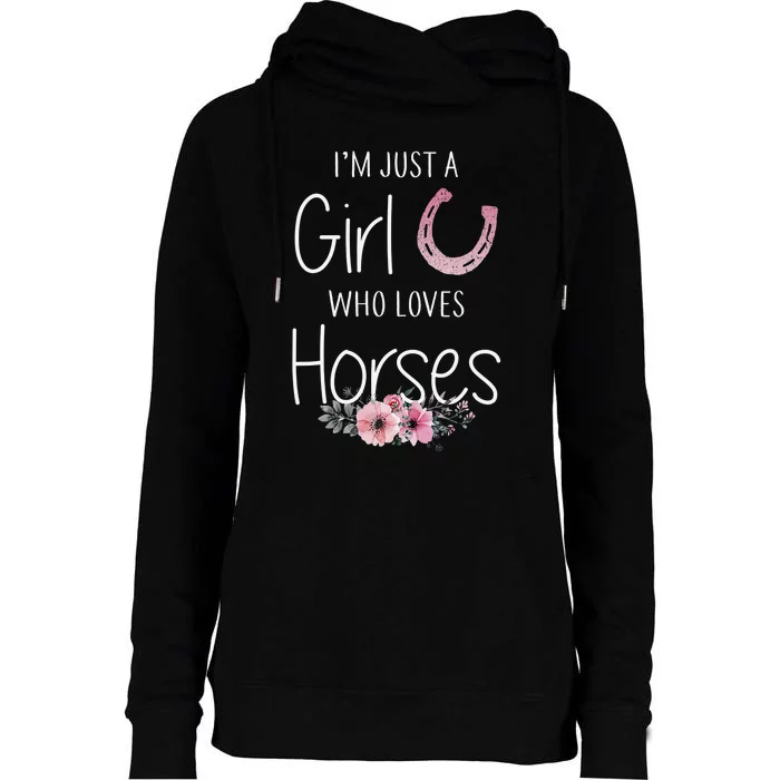 Just A  Who Loves Horses Horse Lover Cute Womens Funnel Neck Pullover Hood