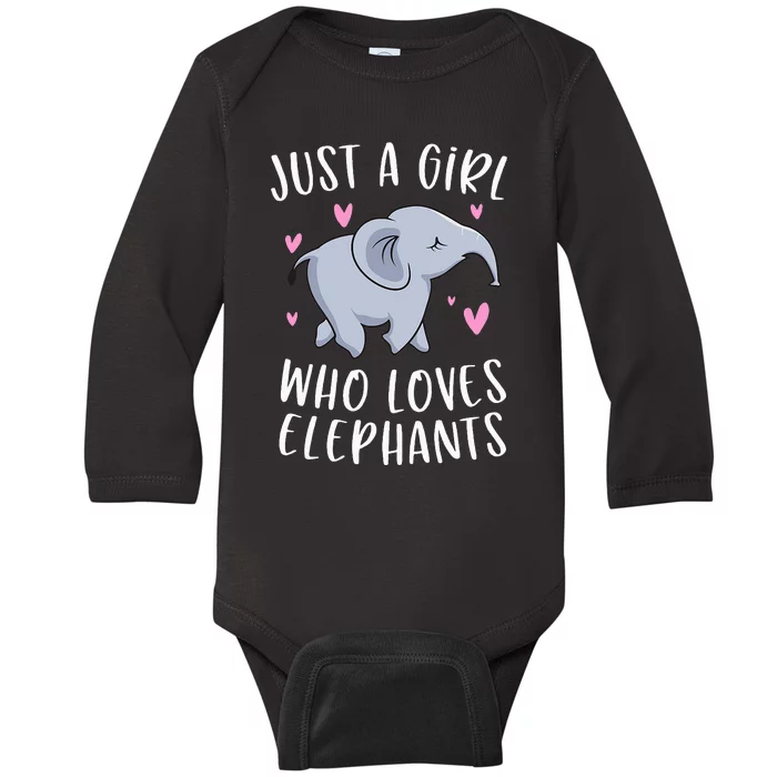 Just A Who Loves Elephants Funny Elephant Gifts Baby Long Sleeve Bodysuit