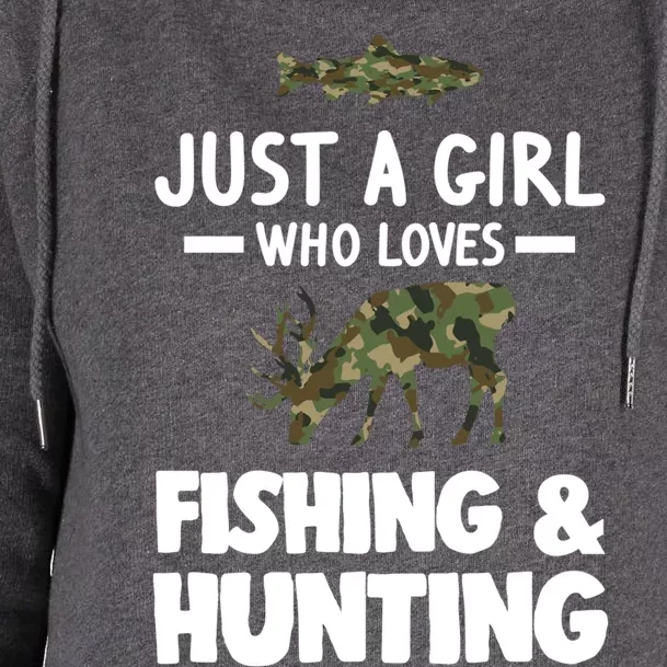 Just A Who Loves Fishing And Hunting Hunt Cool Gift Womens Funnel Neck Pullover Hood