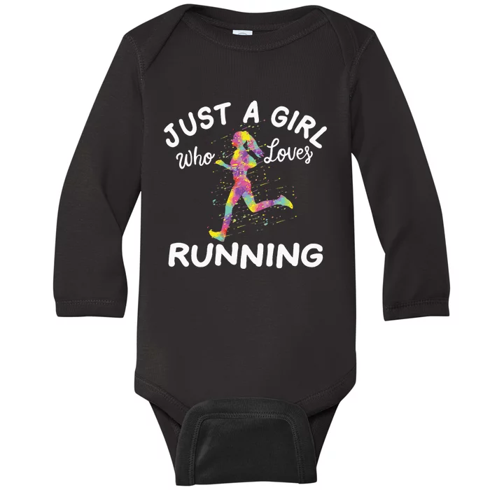 Just A Who Loves Running Baby Long Sleeve Bodysuit