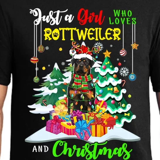 Just A Who Loves Rottweiler And Christmas Santa Dog Cute Gift Pajama Set