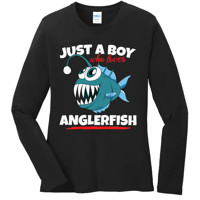 Just A  Who Loves Angler Fish Funny Fishing Anglerfish Ladies Long Sleeve Shirt