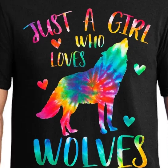 Just a  Who Loves Wolves Tie Dye Cute Wolf lover Pajama Set