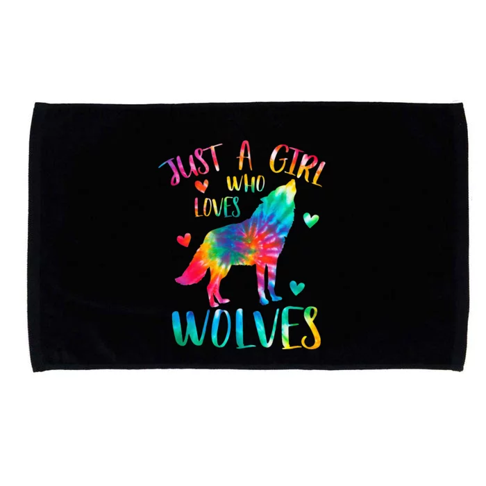 Just a  Who Loves Wolves Tie Dye Cute Wolf lover Microfiber Hand Towel