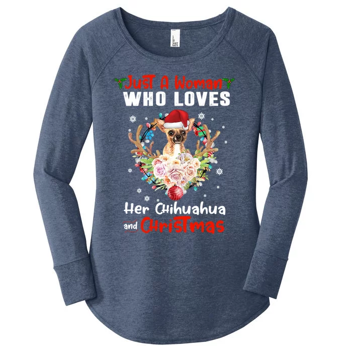 Just A Who Loves Her Chihuahua Dog Santa And Christmas Gift Women's Perfect Tri Tunic Long Sleeve Shirt