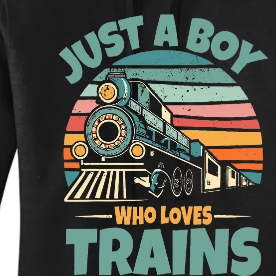 Just A Who Loves Trains Funny Train Lover Women's Pullover Hoodie