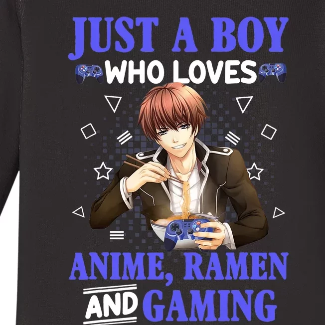 Just A Who Loves Anime Ra And Gaming Funny Boys Gamer Baby Long Sleeve Bodysuit