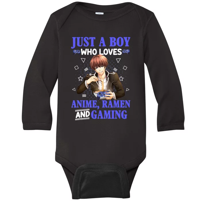 Just A Who Loves Anime Ra And Gaming Funny Boys Gamer Baby Long Sleeve Bodysuit