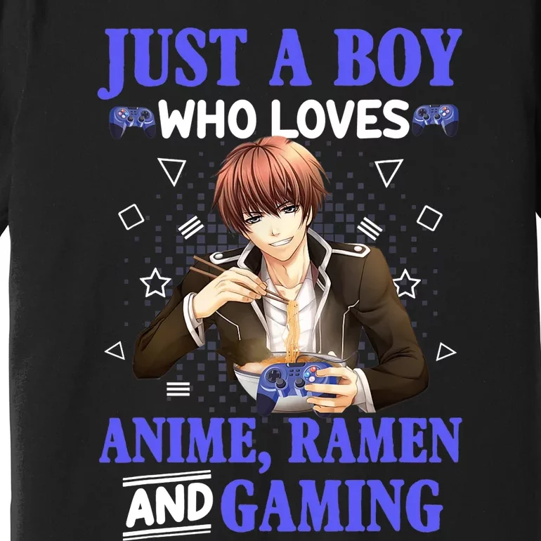 Just A Who Loves Anime Ra And Gaming Funny Boys Gamer Premium T-Shirt