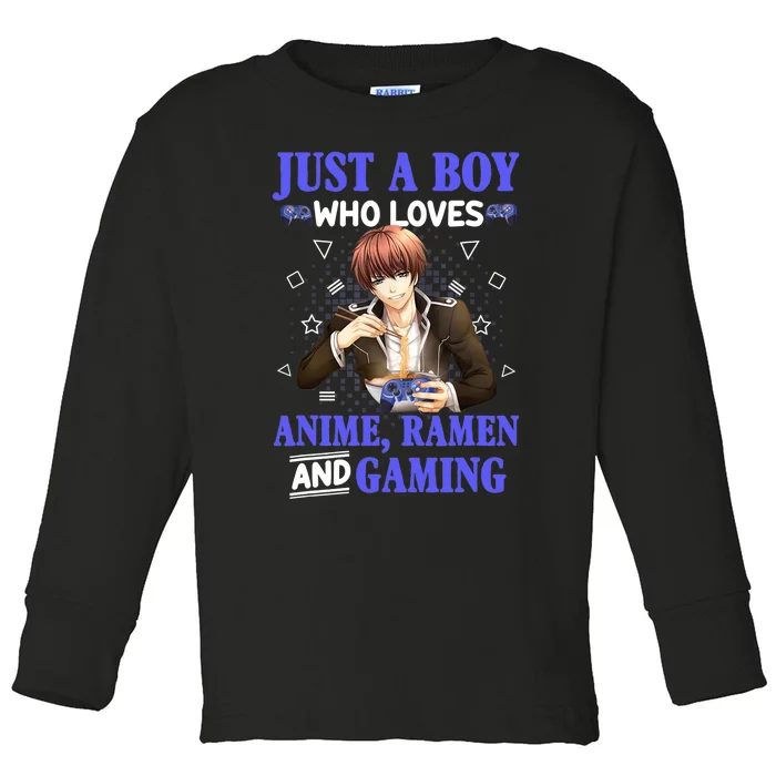 Just A Who Loves Anime Ra And Gaming Funny Boys Gamer Toddler Long Sleeve Shirt