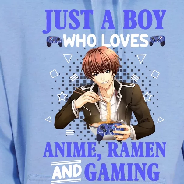 Just A Who Loves Anime Ra And Gaming Funny Boys Gamer Unisex Surf Hoodie