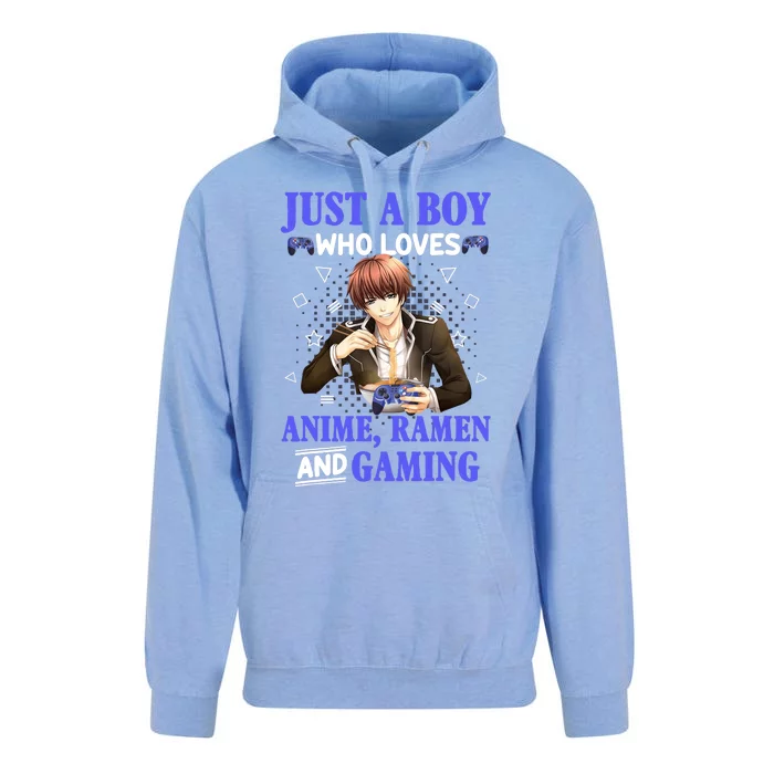 Just A Who Loves Anime Ra And Gaming Funny Boys Gamer Unisex Surf Hoodie