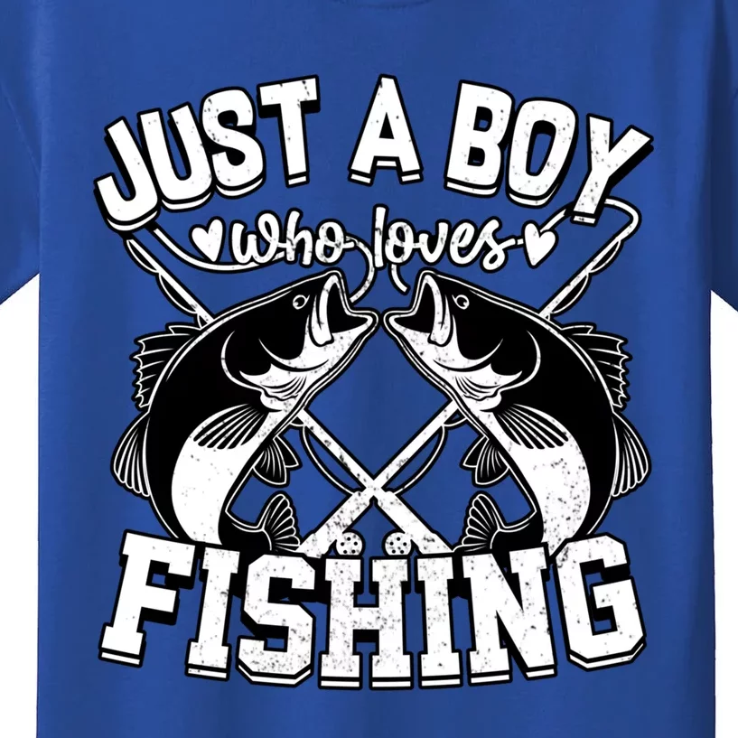 Just A Who Loves Fishing Funny Fisher Bass Fish Great Gift Kids T-Shirt