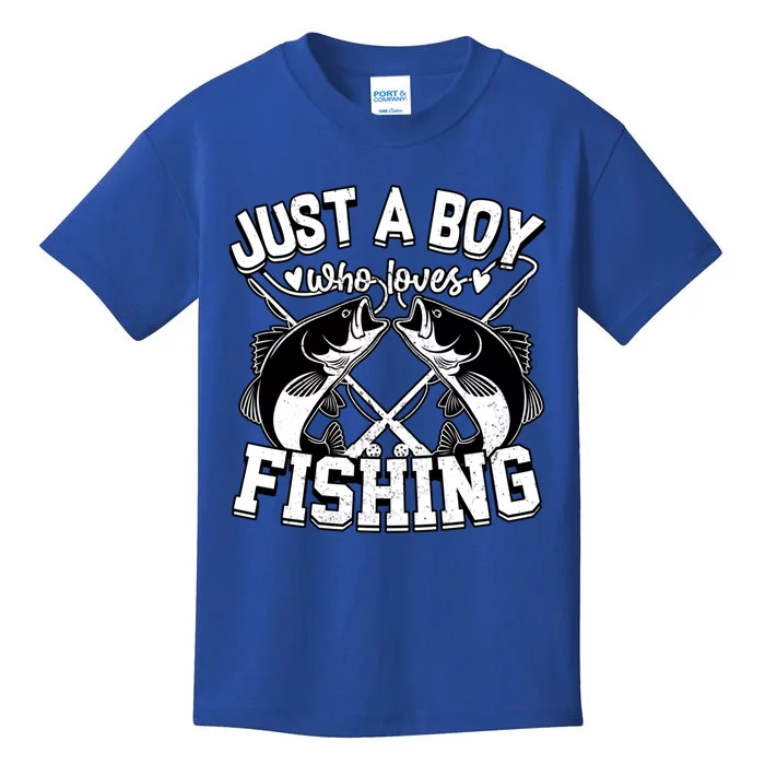 Just A Who Loves Fishing Funny Fisher Bass Fish Great Gift Kids T-Shirt