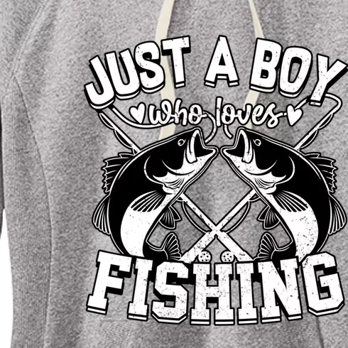 Just A Who Loves Fishing Funny Fisher Bass Fish Great Gift Women's Fleece Hoodie