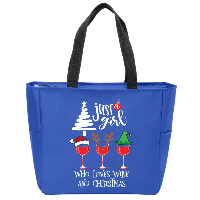 Just A Who Loves Wine And Christmas Gift Zip Tote Bag