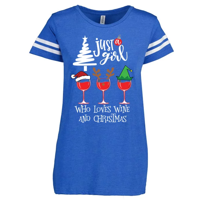 Just A Who Loves Wine And Christmas Gift Enza Ladies Jersey Football T-Shirt