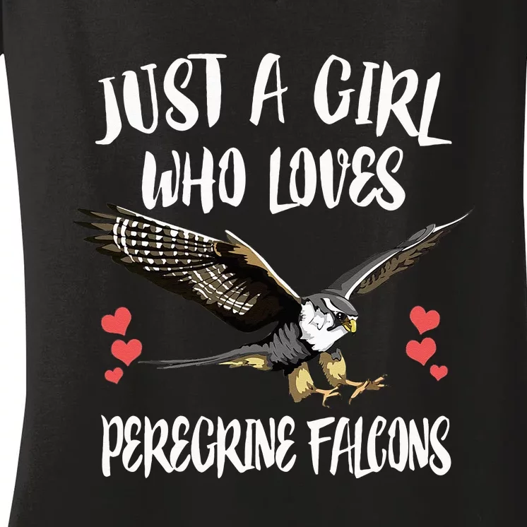 Just A Who Loves Peregrine Falcons Birds Women's V-Neck T-Shirt