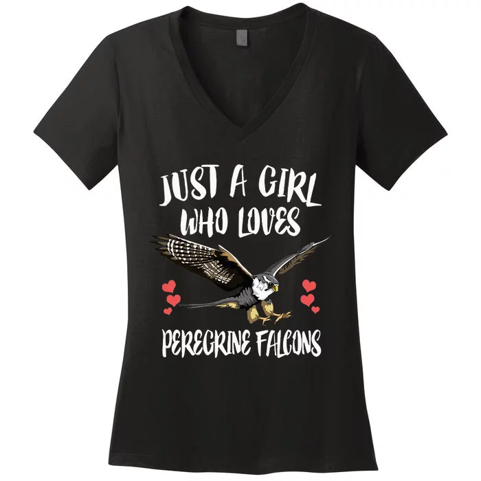 Just A Who Loves Peregrine Falcons Birds Women's V-Neck T-Shirt