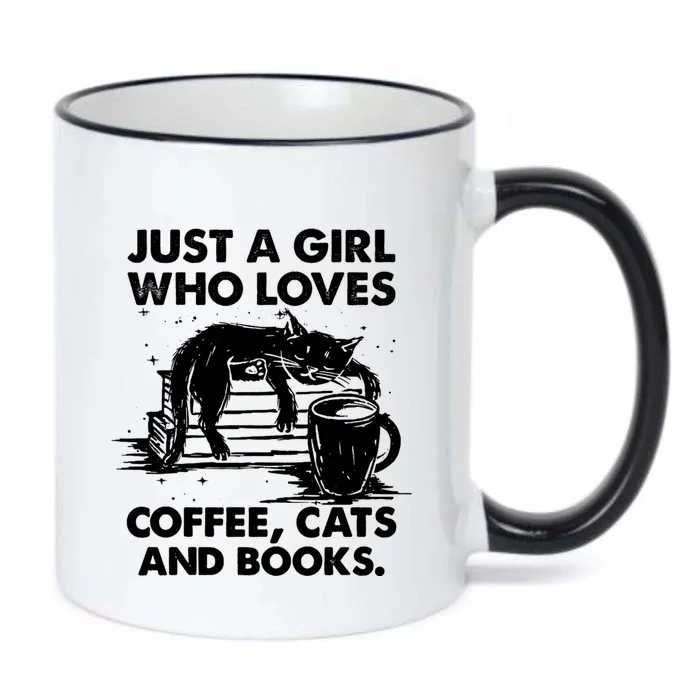 Just A Who Loves Coffee Cats And Books Funny Gift Black Color Changing Mug