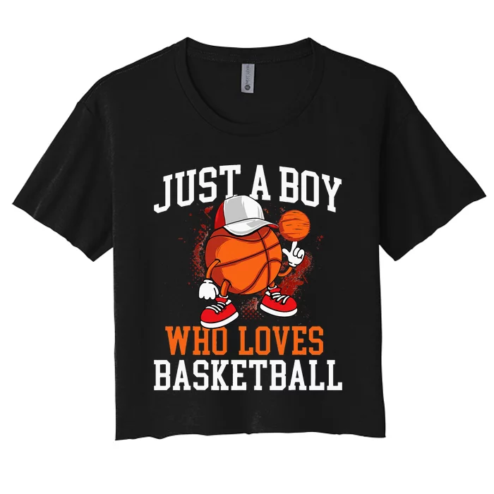 Just A Who Loves Basketball Player Hoops Women's Crop Top Tee