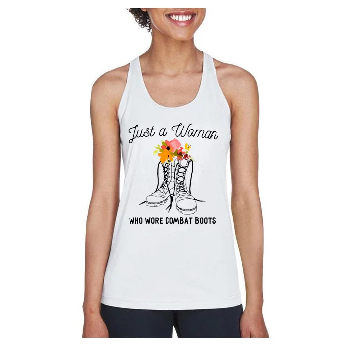 Just A Woman Who Wore Combat Boots Women's Racerback Tank