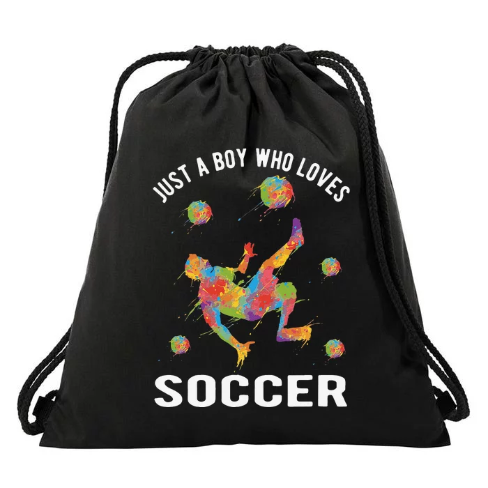 Just A  Who Loves Soccer and Slime Sports Gifts Teens Drawstring Bag