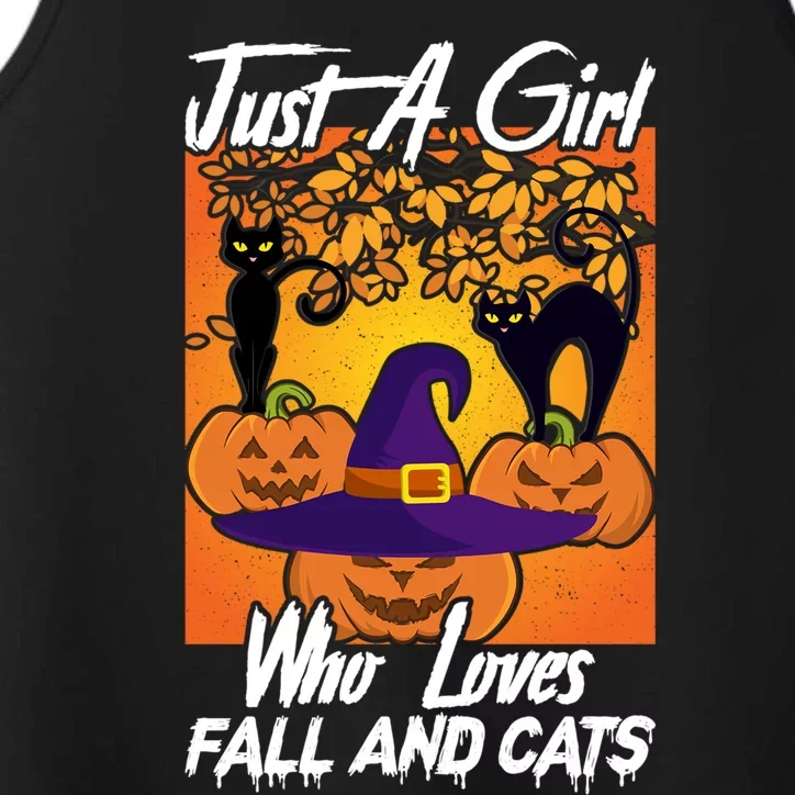 Just A Who Loves Fall And Cats Halloween Costume Gift Performance Tank