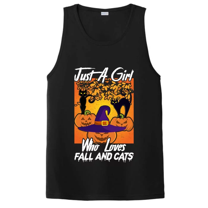 Just A Who Loves Fall And Cats Halloween Costume Gift Performance Tank