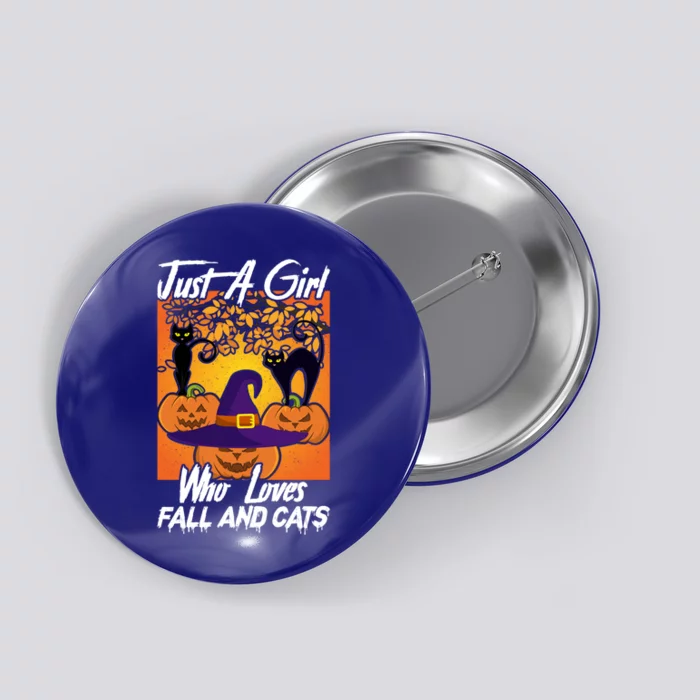 Just A Who Loves Fall And Cats Halloween Costume Gift Button