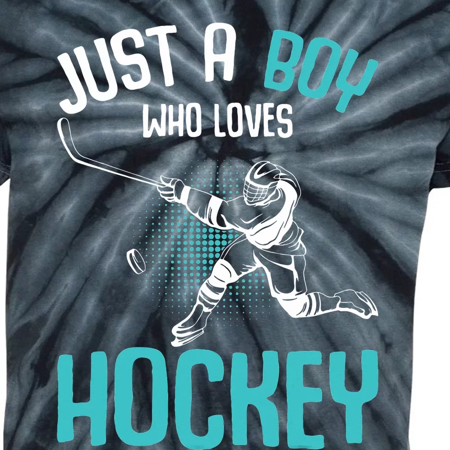 Just a who loves Hockey Player Ice Hockey Kids Tie-Dye T-Shirt