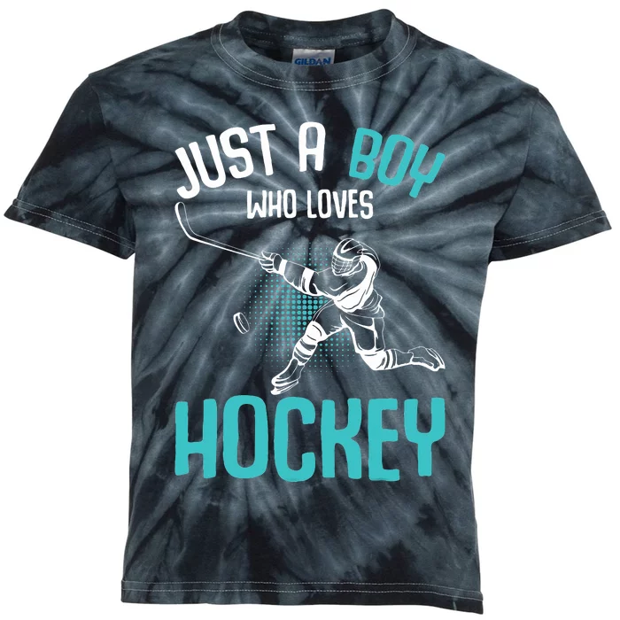 Just a who loves Hockey Player Ice Hockey Kids Tie-Dye T-Shirt