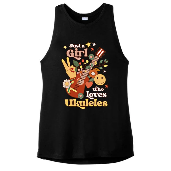 Just A Who Loves Ukulele Groovy Uke Player Musician Great Gift Ladies Tri-Blend Wicking Tank