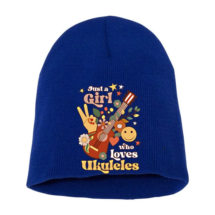 Just A Who Loves Ukulele Groovy Uke Player Musician Great Gift Short Acrylic Beanie