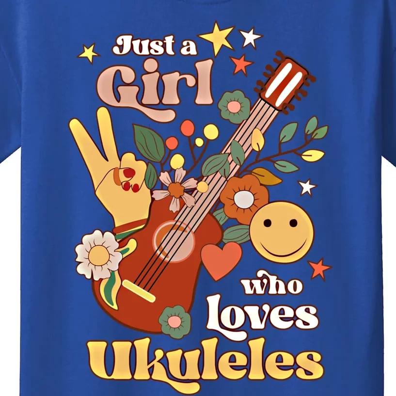 Just A Who Loves Ukulele Groovy Uke Player Musician Great Gift Kids T-Shirt