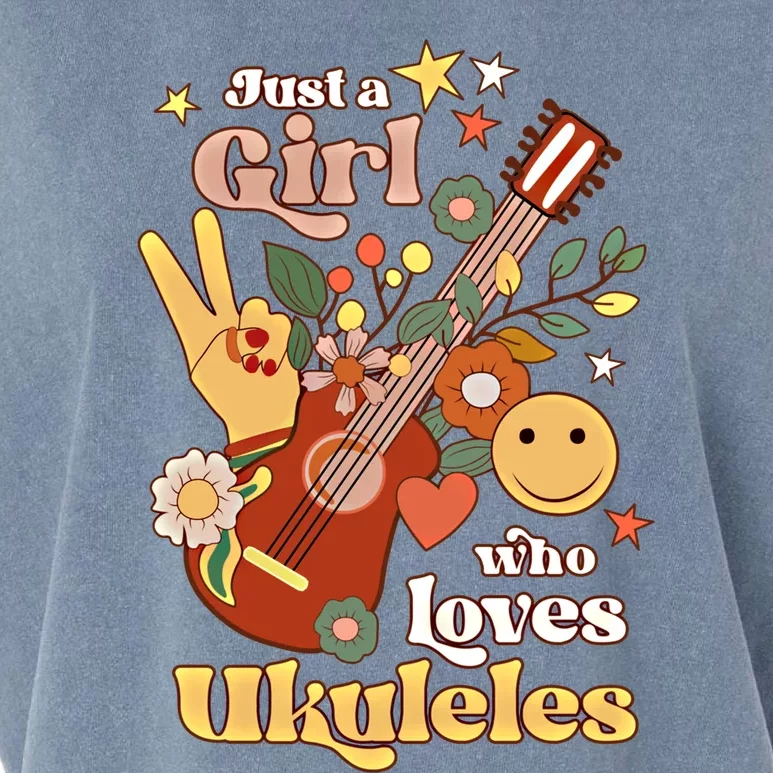 Just A Who Loves Ukulele Groovy Uke Player Musician Great Gift Garment-Dyed Women's Muscle Tee