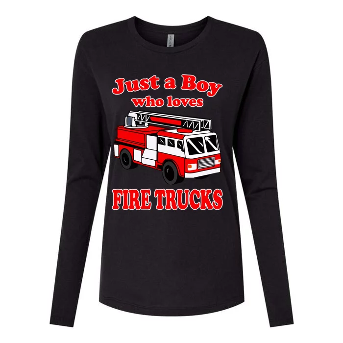 Just A Who Loves Firetruck And Firefighter Fire Gift Womens Cotton Relaxed Long Sleeve T-Shirt