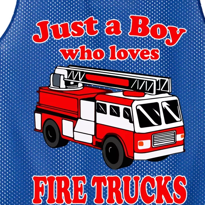 Just A Who Loves Firetruck And Firefighter Fire Gift Mesh Reversible Basketball Jersey Tank