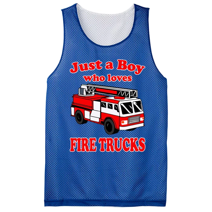 Just A Who Loves Firetruck And Firefighter Fire Gift Mesh Reversible Basketball Jersey Tank