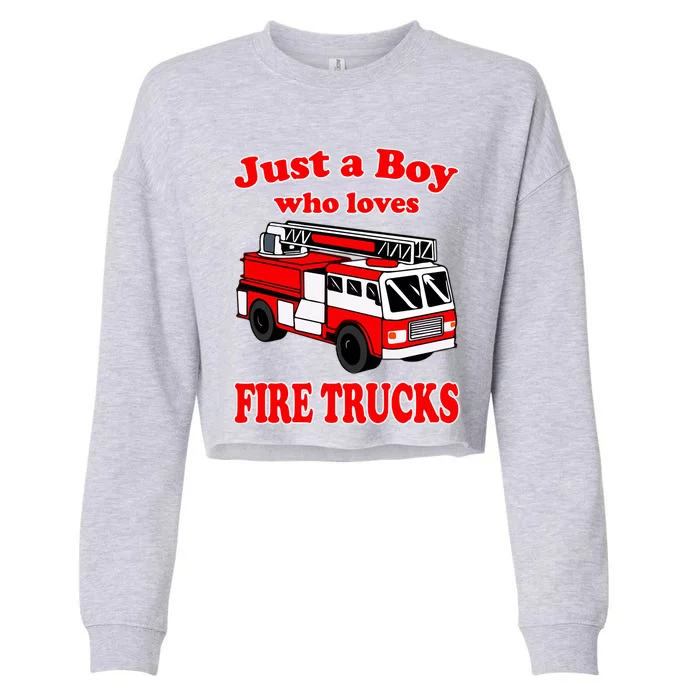 Just A Who Loves Firetruck And Firefighter Fire Gift Cropped Pullover Crew