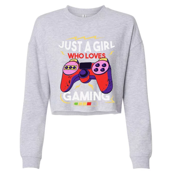 Just A Who Loves Gaming Merch Video Game Gamers Cropped Pullover Crew