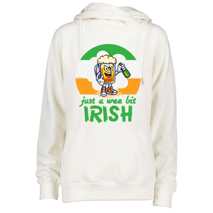 'Just A Wee Bit Irish' St Patrick's Day With Irish Beer Gift Womens Funnel Neck Pullover Hood