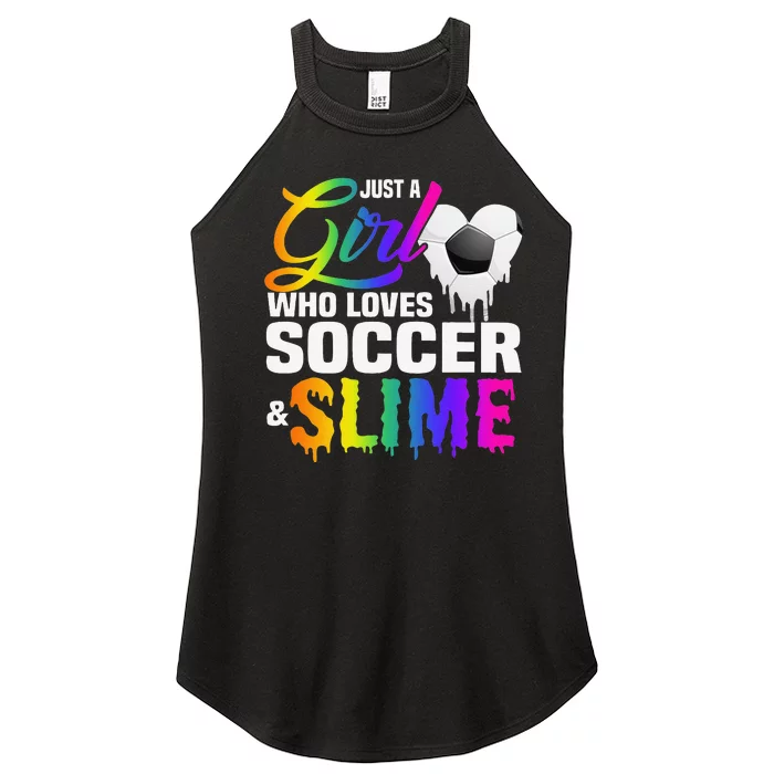 Just A  Who Loves Soccer and Slime Sports Gifts Teens Women’s Perfect Tri Rocker Tank