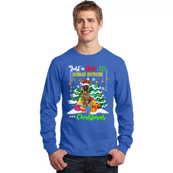 Just A Who Loves Ger Shepherd And Christmas Dog Great Gift Tall Long Sleeve T-Shirt