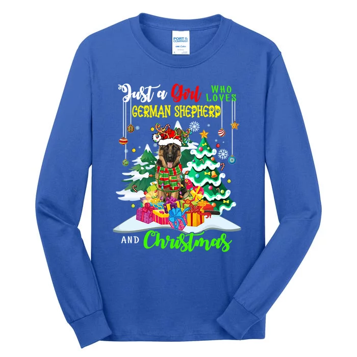 Just A Who Loves Ger Shepherd And Christmas Dog Great Gift Tall Long Sleeve T-Shirt